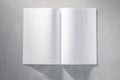 Blank Open Book on a Textured Gray Surface Illuminated by Soft Light