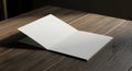 Blank Open Card on Wooden Table Mockup Royalty Free Stock Photo