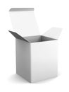 Blank open cardboard box template standing on white background. Royalty Free Stock Photo