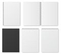 Blank open and closed realistic notebook, organizer and diary vector template isolated Royalty Free Stock Photo