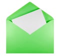 Blank open envelope - green Royalty Free Stock Photo