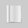 Blank open magazine template with rolled pages. isolated on white background. Vector illustration. Royalty Free Stock Photo