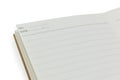 blank open notebook with lined paper on white background Royalty Free Stock Photo