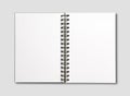 Blank open spiral notebook isolated on grey Royalty Free Stock Photo