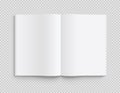 Blank opened book, magazine and notebook template with soft shadows on transparent background. Front view. - stock vector