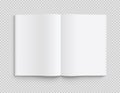 Blank opened book, magazine and notebook template with soft shadows on transparent background. Front view. - stock vector Royalty Free Stock Photo