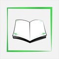 Blank opened book on white background. Vector illustration. Royalty Free Stock Photo