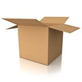 Blank opened cardboard box over white background Royalty Free Stock Photo