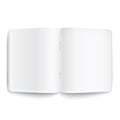 Blank opened copybook on white background.