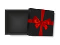 Blank opened gift box with red ribbon and a bow, isolated on white background, vector illustration. Royalty Free Stock Photo