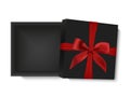 Blank opened gift box with red ribbon and a bow, isolated on white background, vector illustration. Royalty Free Stock Photo