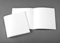 Blank opened magazine on grey background with soft shad Royalty Free Stock Photo