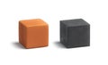 Blank orange and black rubber basketball cube mockup set