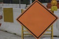 Blank orange diamond-shaped construction warming sign Royalty Free Stock Photo