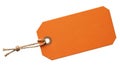 Blank Orange Hexagonal Paper Tag with Twisted Jute String Attached on White Background label Royalty Free Stock Photo