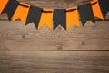 Blank and orange party flags for Halloween decoration on grey background Royalty Free Stock Photo