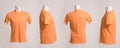 Blank orange tshirt template  from four sides Royalty Free Stock Photo