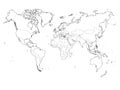 Blank outline map of World. Vector illustration