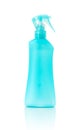 Blank packaging blue spray bottle isolated on white background