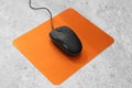 Blank pad and modern computer mouse Royalty Free Stock Photo