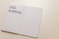 Blank page of diary with text `2022 my priorities`. Royalty Free Stock Photo