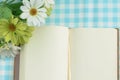 Blank page of note book and flower Royalty Free Stock Photo