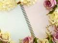 Blank page of notebook and pink roses flower Royalty Free Stock Photo