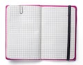 Blank page of pink note book with paper clip and elastic strap i Royalty Free Stock Photo