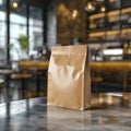 Blank paper bagle table in coffee shop. Mock up Royalty Free Stock Photo