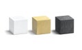 Blank paper black, white and craft cube mockup set