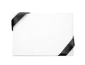 Blank paper card with black ribbons on white background Royalty Free Stock Photo