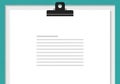 Blank paper on clipboard with text lines isolated on white background Royalty Free Stock Photo