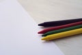 Blank paper and colorful crayons Royalty Free Stock Photo