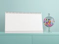 Blank paper desk spiral calendar. 3D Royalty Free Stock Photo