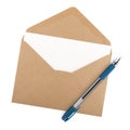 Blank paper, envelope and pen Royalty Free Stock Photo