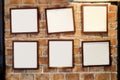 Blank paper frames hanging on wall Royalty Free Stock Photo