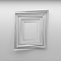 Blank paper frames on white wall