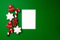 Blank paper and gingerbread Christmas cookie top view Royalty Free Stock Photo