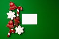 Blank paper and gingerbread Christmas cookie top view Royalty Free Stock Photo