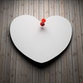 Blank paper heart on wood