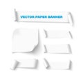Blank paper horizontal banner with curl corner isolated on white background Royalty Free Stock Photo