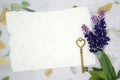 Blank paper with Lavender and old key Royalty Free Stock Photo