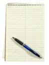 Blank Paper Note Pad and Pen, isolated on White Royalty Free Stock Photo