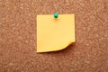 Blank paper note pinned to cork background, closeup Royalty Free Stock Photo