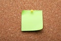 Blank paper note pinned to cork background, closeup Royalty Free Stock Photo