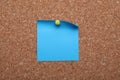 Blank paper note pinned to cork background, closeup Royalty Free Stock Photo