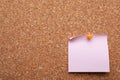 Blank paper note pinned to cork background. Space for text Royalty Free Stock Photo