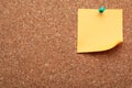 Blank paper note pinned to cork background. Space for text Royalty Free Stock Photo