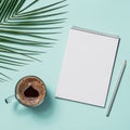 Blank paper notebook and female hands with pencil Royalty Free Stock Photo