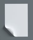 Blank paper page with curl on grey background Royalty Free Stock Photo